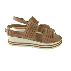 Luca Grossi Womens Sandals Beige Suede Open Toe Slingback Buckle Size 40